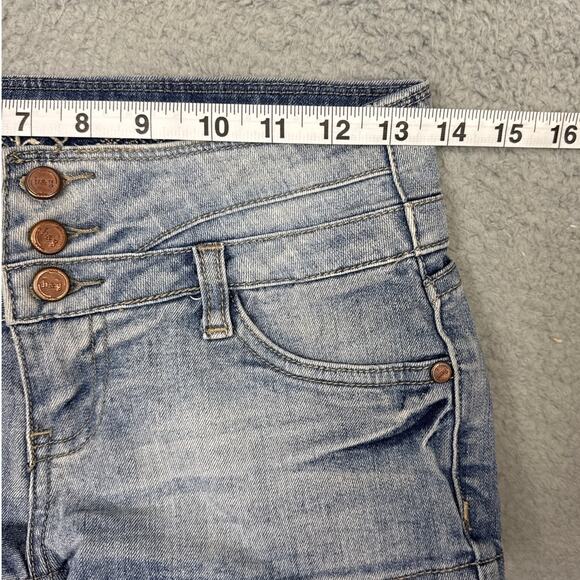 Y2K Low Rise Denim Shorts H & G Three Button Zip Closure Vintage Denim - Picture 4 of 10